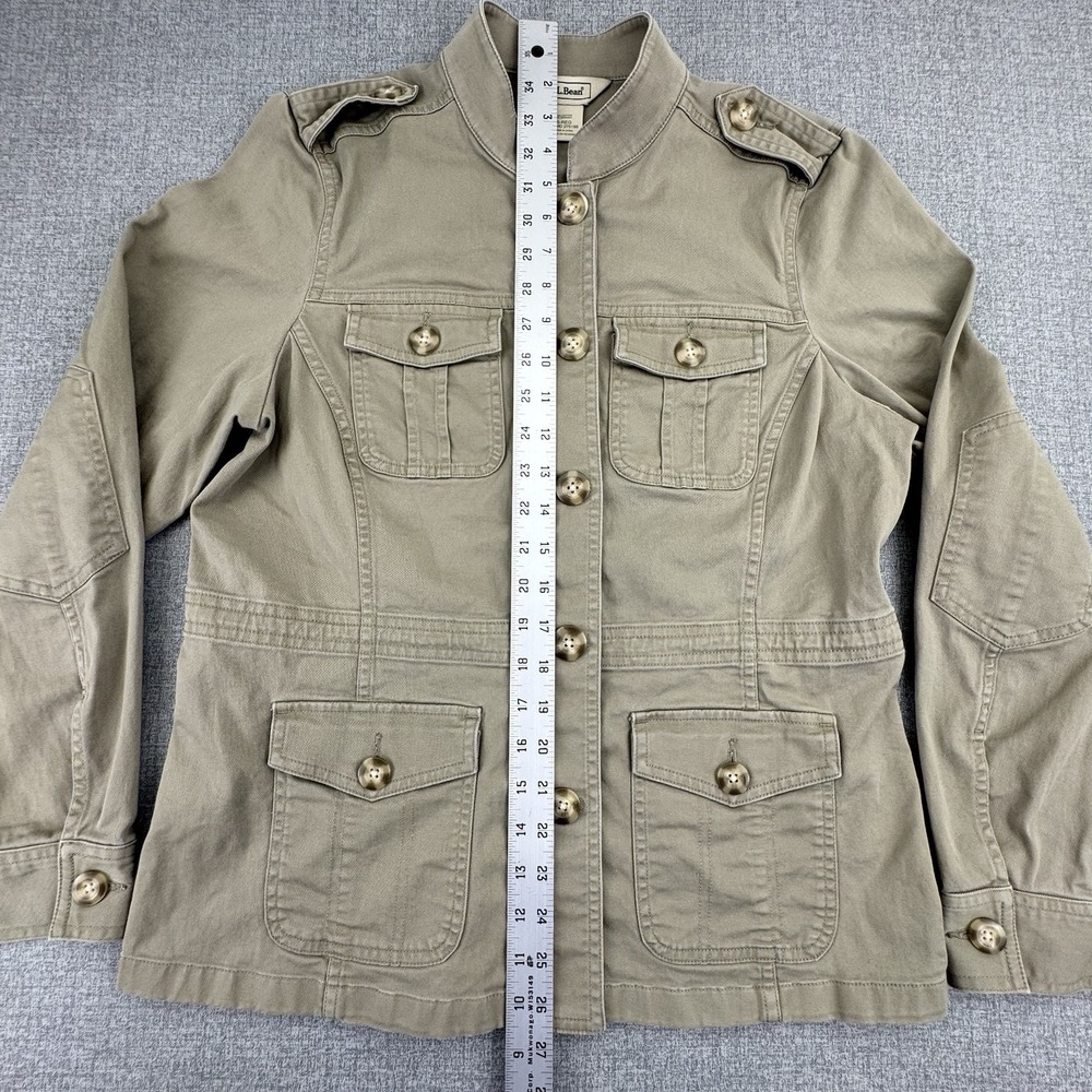 LL Bean Women's Classic Utility Cargo Jacket Beige. Sz Small Reg Cotton Spandex - Picture 8 of 9